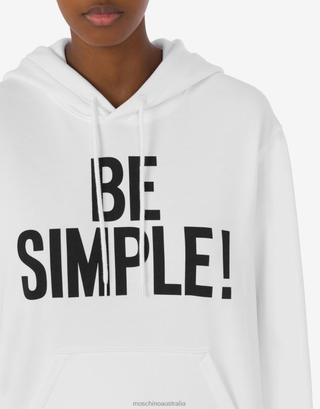 BE SIMPLE! HOODIE Moschino Women WHITE 44AA141 Clothing