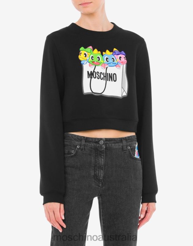 Bubble Booble cropped sweatshirt Moschino Women BLACK 44AA146 Clothing