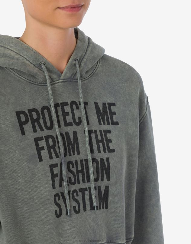 ORGANIC COTTON CROPPED HOODIE Moschino Women GREY 44AA142 Clothing