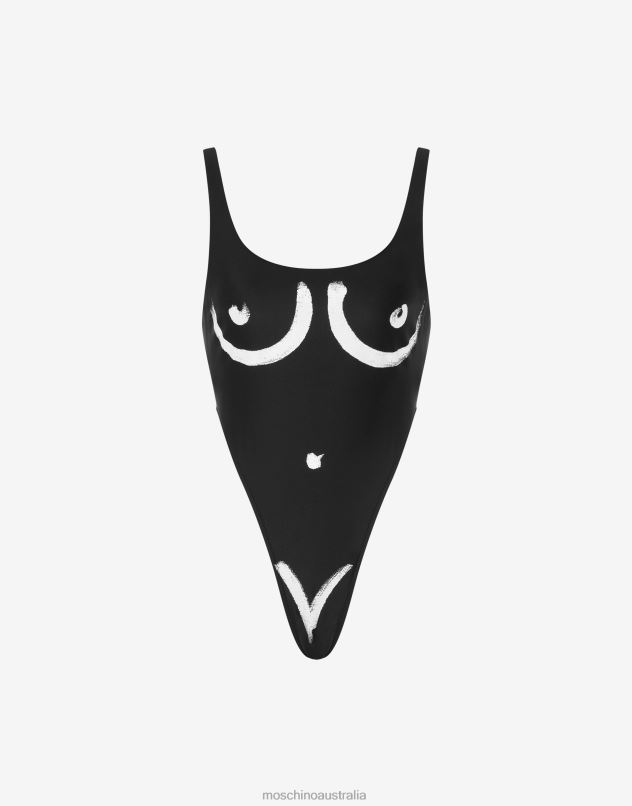 BODY PRINT SWIMSUIT Moschino Women BLACK 44AA190 Clothing
