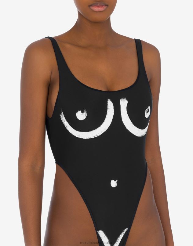 BODY PRINT SWIMSUIT Moschino Women BLACK 44AA190 Clothing