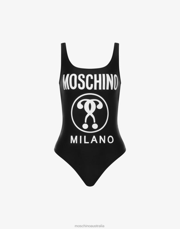 DOUBLE QUESTION MARK FLEECE ONE-PIECE SWIMSUIT Moschino Women BLACK 44AA195 Clothing
