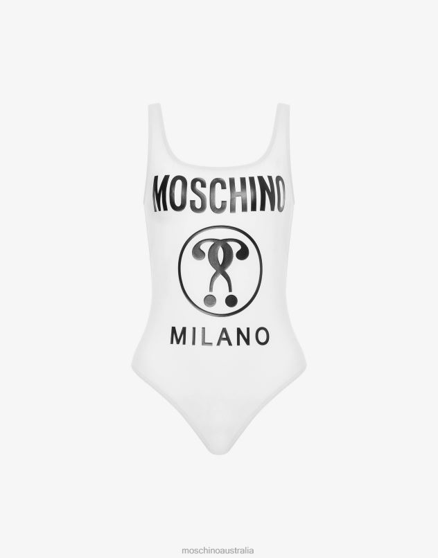 DOUBLE QUESTION MARK FLEECE ONE-PIECE SWIMSUIT Moschino Women WHITE 44AA196 Clothing