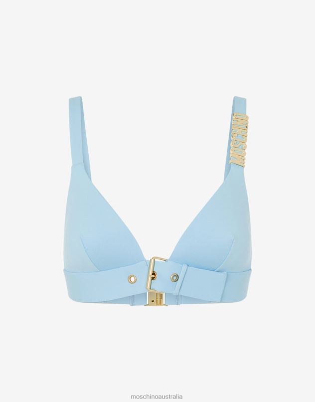 GOLD BUCKLE LYCRA BIKINI TOP Moschino Women BLUE 44AA200 Clothing