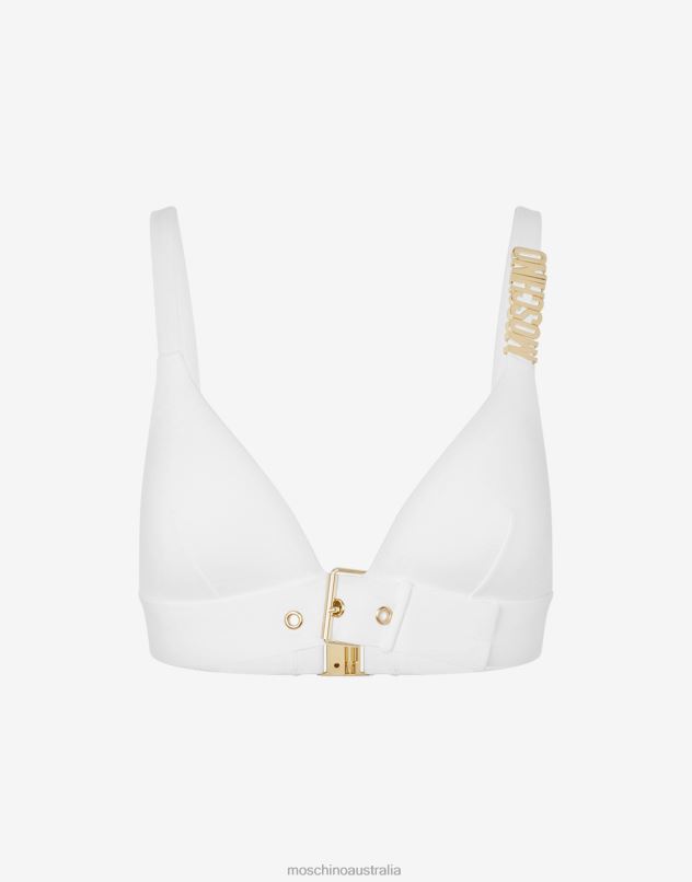 GOLD BUCKLE LYCRA BIKINI TOP Moschino Women WHITE 44AA201 Clothing