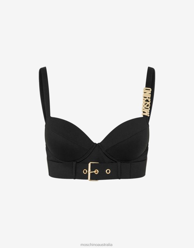 GOLD BUCKLE LYCRA PADDED BIKINI TOP Moschino Women BLACK 44AA202 Clothing