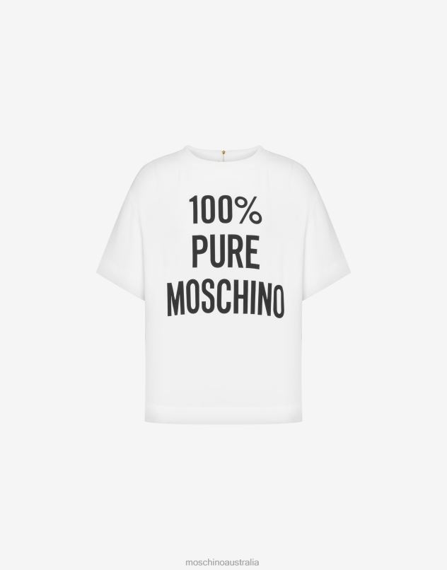 100% PURE PRINT ENVERS SATIN T-SHIRT Moschino Women WHITE 44AA129 Clothing