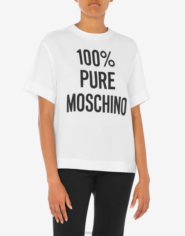 100% PURE PRINT ENVERS SATIN T-SHIRT Moschino Women WHITE 44AA129 Clothing