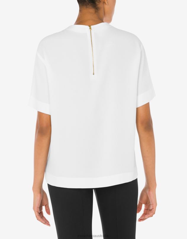 100% PURE PRINT ENVERS SATIN T-SHIRT Moschino Women WHITE 44AA129 Clothing