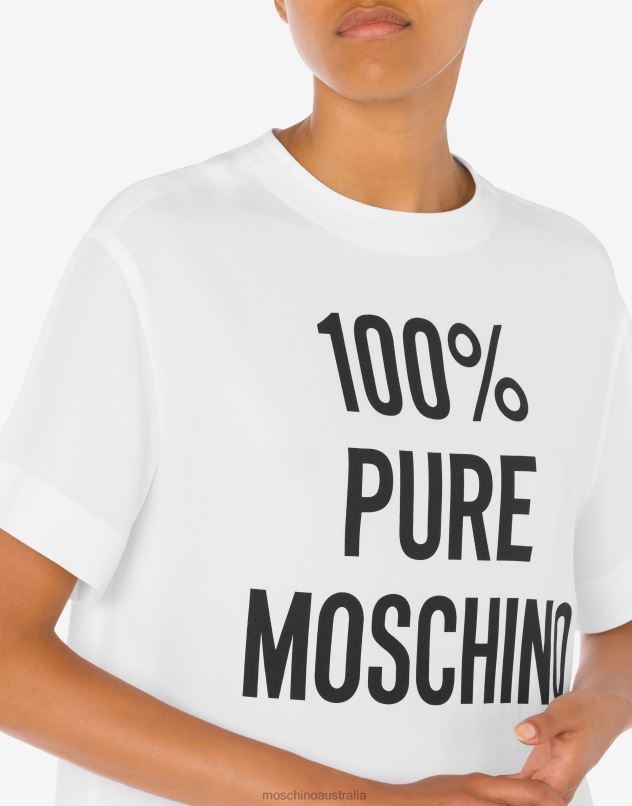 100% PURE PRINT ENVERS SATIN T-SHIRT Moschino Women WHITE 44AA129 Clothing