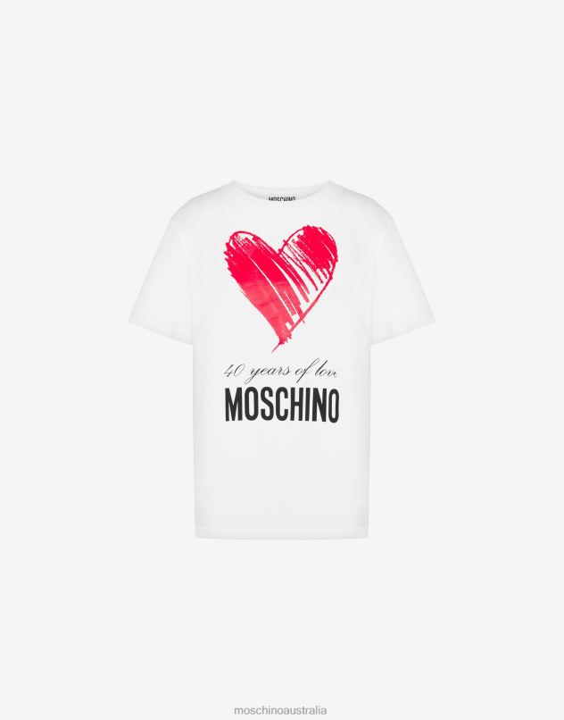 40 YEARS OF LOVE JERSEY T-SHIRT Moschino Women WHITE 44AA132 Clothing