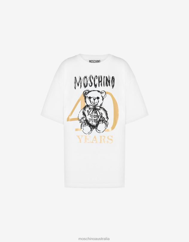 40 YEARS TEDDY BEAR JERSEY T-SHIRT Moschino Women WHITE 44AA122 Clothing