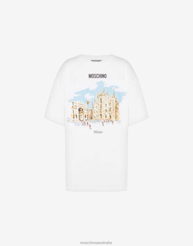 ARCHIVE PRINT ORGANIC JERSEY T-SHIRT Moschino Women WHITE 44AA138 Clothing