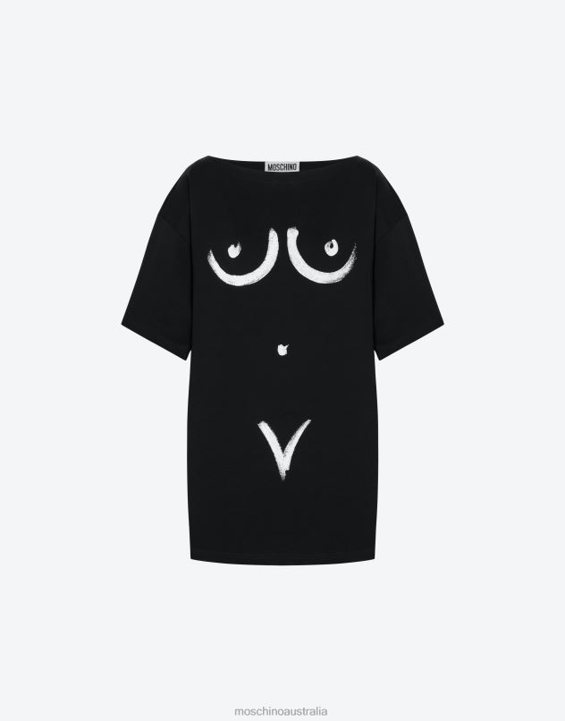 BODY PRINT INTERLOCK T-SHIRT Moschino Women BLACK 44AA119 Clothing