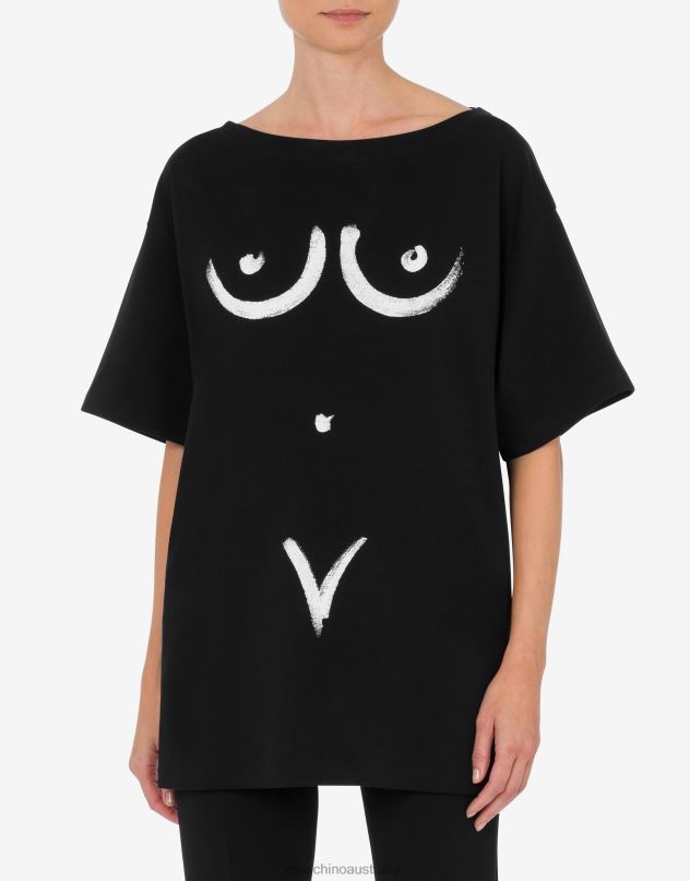 BODY PRINT INTERLOCK T-SHIRT Moschino Women BLACK 44AA119 Clothing