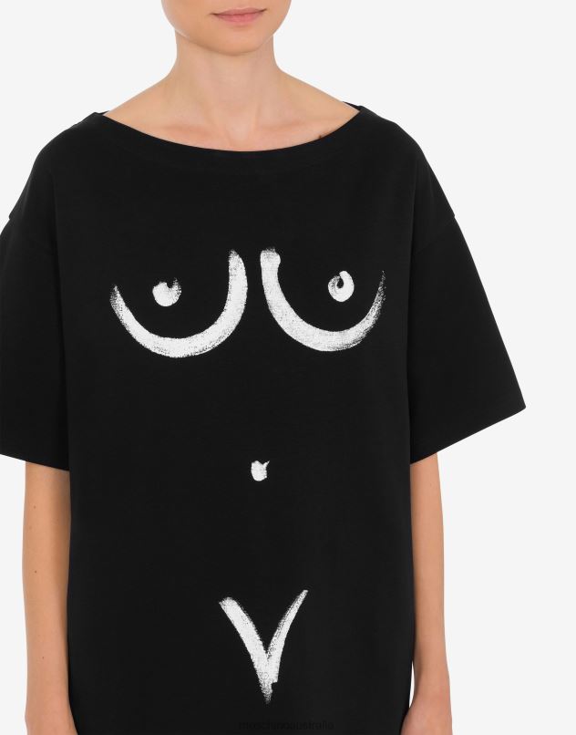 BODY PRINT INTERLOCK T-SHIRT Moschino Women BLACK 44AA119 Clothing