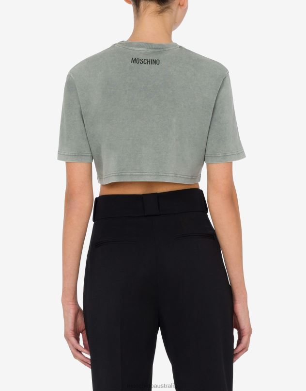 FASHION SYSTEM PRINT CROPPED T-SHIRT Moschino Women GREY 44AA124 Clothing