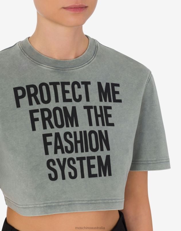 FASHION SYSTEM PRINT CROPPED T-SHIRT Moschino Women GREY 44AA124 Clothing