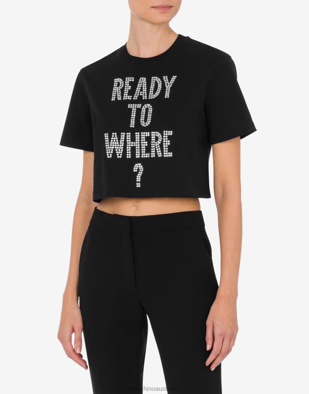 READY TO WHERE? JERSEY T-SHIRT Moschino Women BLACK 44AA131 Clothing