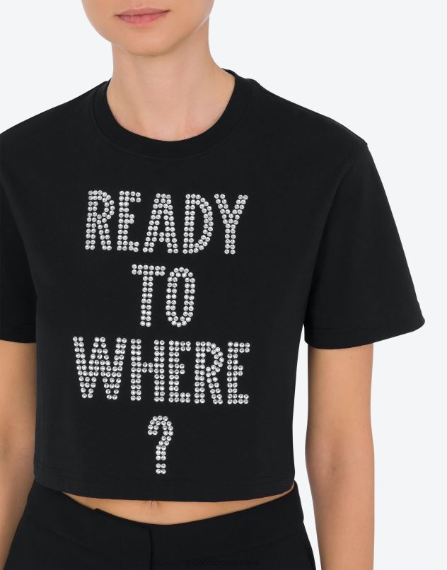 READY TO WHERE? JERSEY T-SHIRT Moschino Women BLACK 44AA131 Clothing