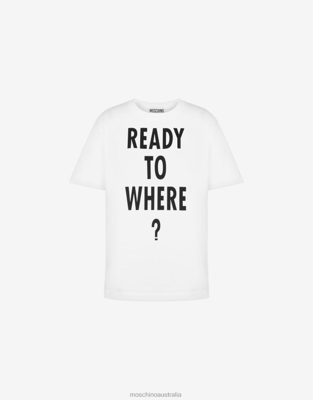 READY TO WHERE? JERSEY T-SHIRT Moschino Women WHITE 44AA134 Clothing