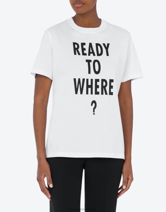 READY TO WHERE? JERSEY T-SHIRT Moschino Women WHITE 44AA134 Clothing
