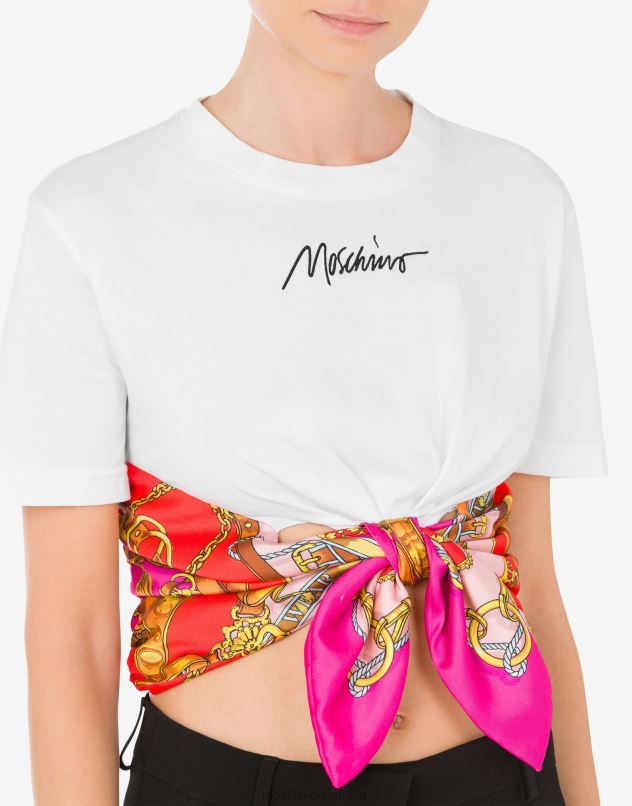 SCARF DETAIL CROPPED T-SHIRT Moschino Women WHITE 44AA126 Clothing