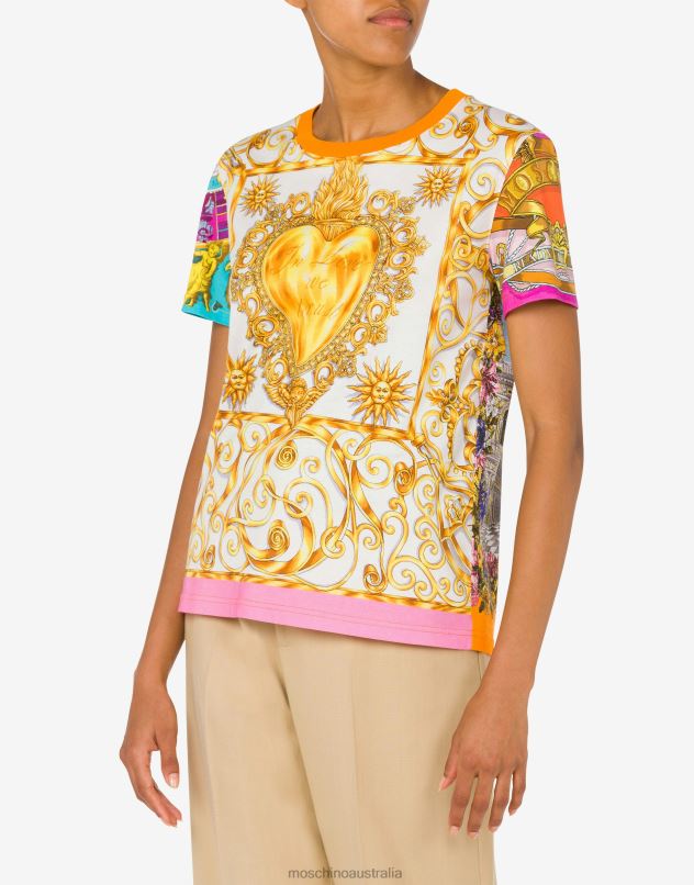 SCARF PRINT JERSEY T-SHIRT Moschino Women MULTICOLOURED 44AA139 Clothing