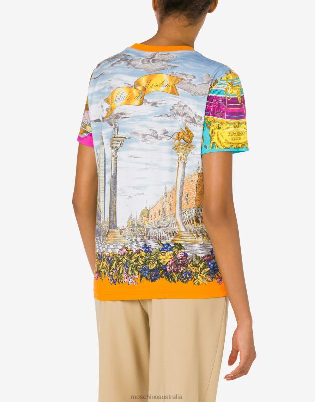SCARF PRINT JERSEY T-SHIRT Moschino Women MULTICOLOURED 44AA139 Clothing