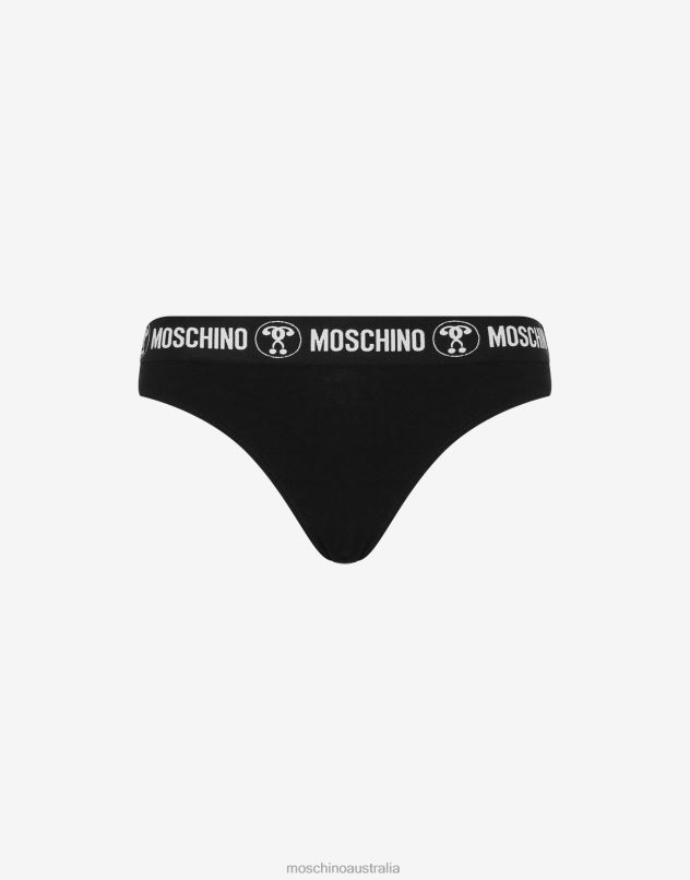 DOUBLE QUESTION MARK BRAZILIAN BRIEFS Moschino Women BLACK 44AA210 Clothing
