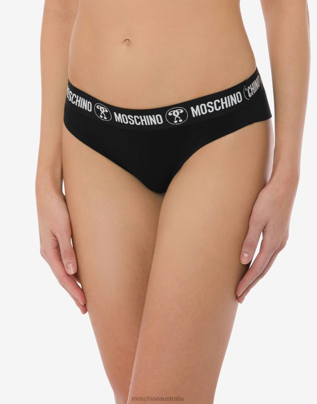DOUBLE QUESTION MARK BRAZILIAN BRIEFS Moschino Women BLACK 44AA210 Clothing