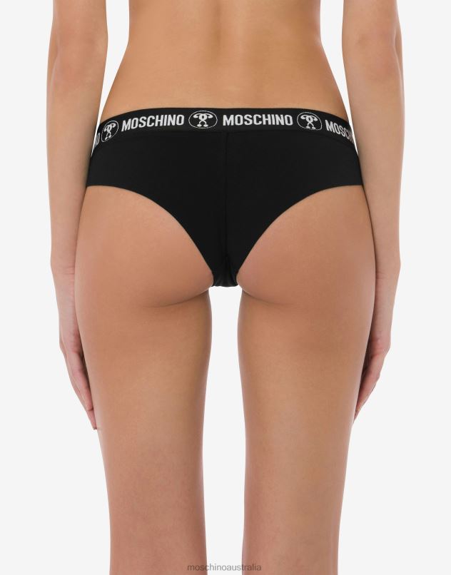DOUBLE QUESTION MARK BRAZILIAN BRIEFS Moschino Women BLACK 44AA210 Clothing