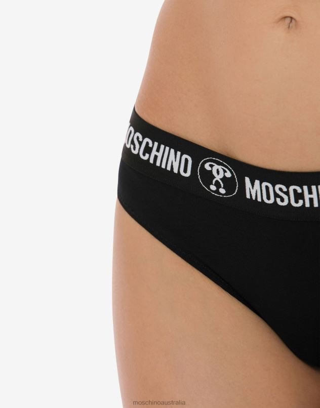 DOUBLE QUESTION MARK BRAZILIAN BRIEFS Moschino Women BLACK 44AA210 Clothing