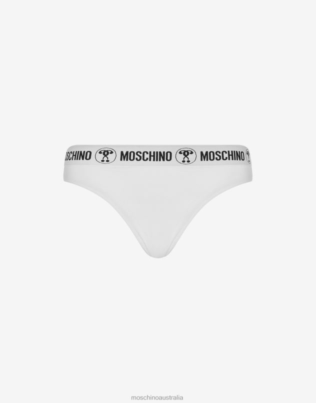 DOUBLE QUESTION MARK BRAZILIAN BRIEFS Moschino Women WHITE 44AA211 Clothing