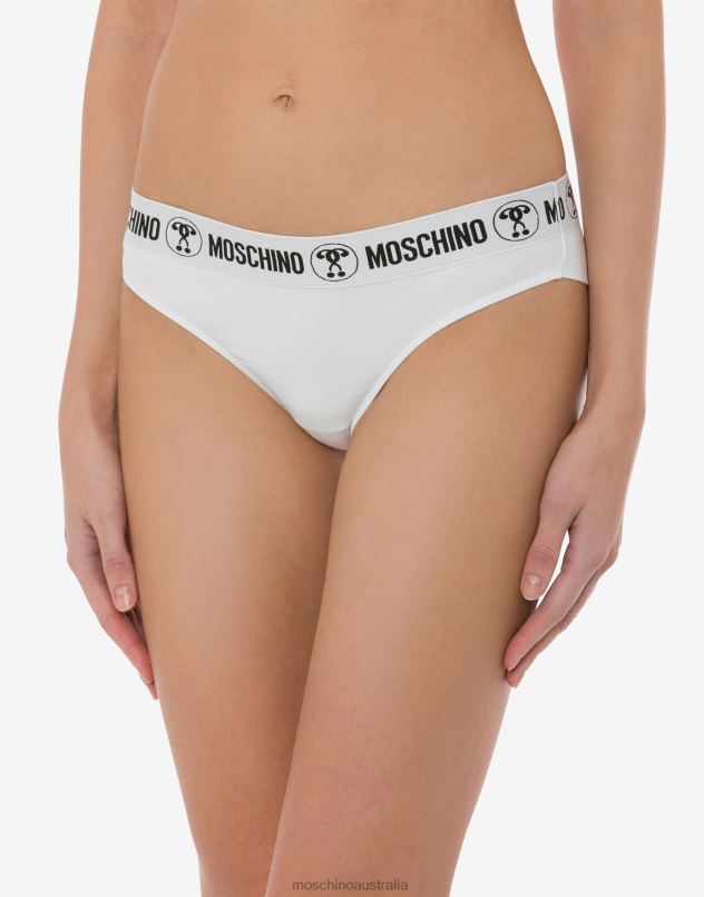 DOUBLE QUESTION MARK BRAZILIAN BRIEFS Moschino Women WHITE 44AA211 Clothing