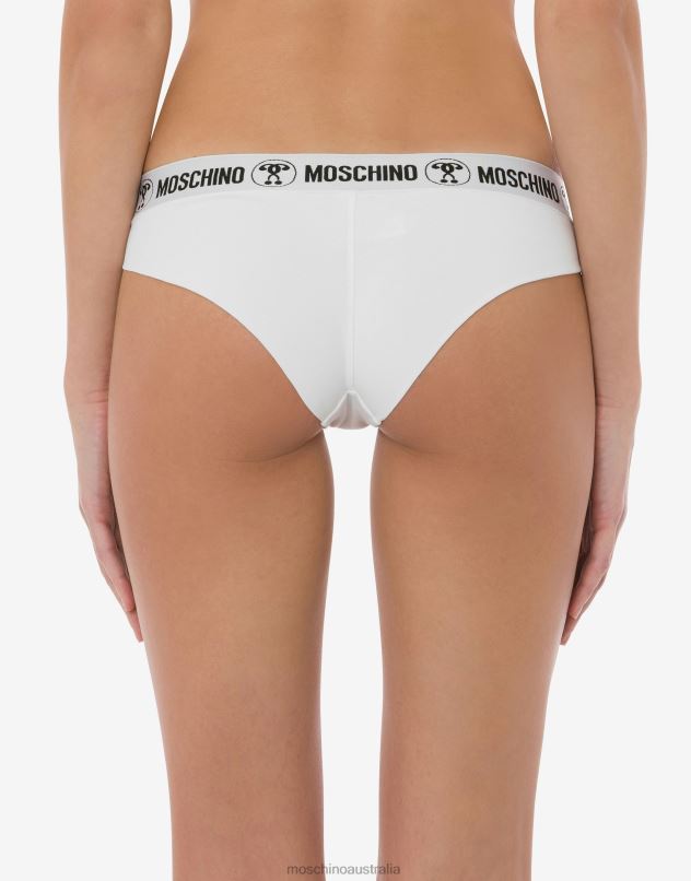DOUBLE QUESTION MARK BRAZILIAN BRIEFS Moschino Women WHITE 44AA211 Clothing