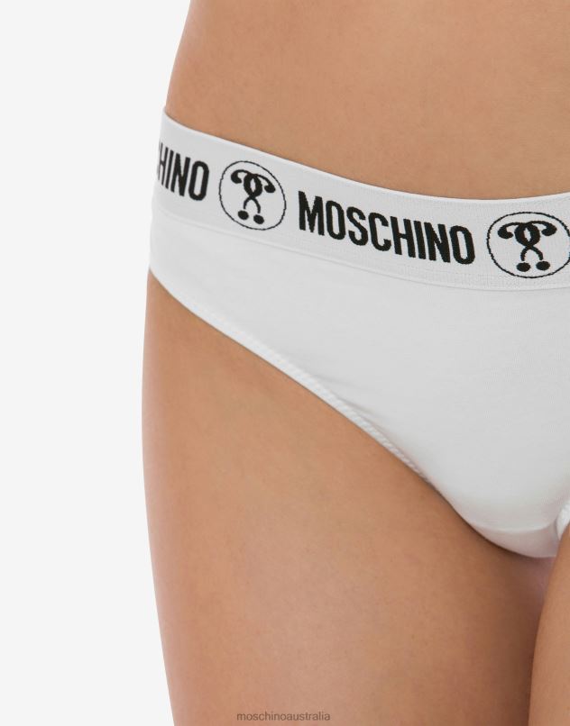 DOUBLE QUESTION MARK BRAZILIAN BRIEFS Moschino Women WHITE 44AA211 Clothing