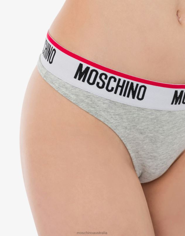 LOGO BAND THONG Moschino Women LIGHT GREY 44AA214 Clothing