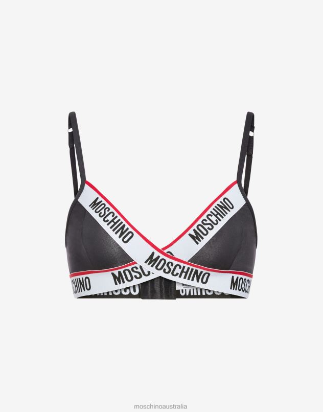 MICROFIBRE TRIANGLE BRA WITH LOGO Moschino Women BLACK 44AA204 Clothing