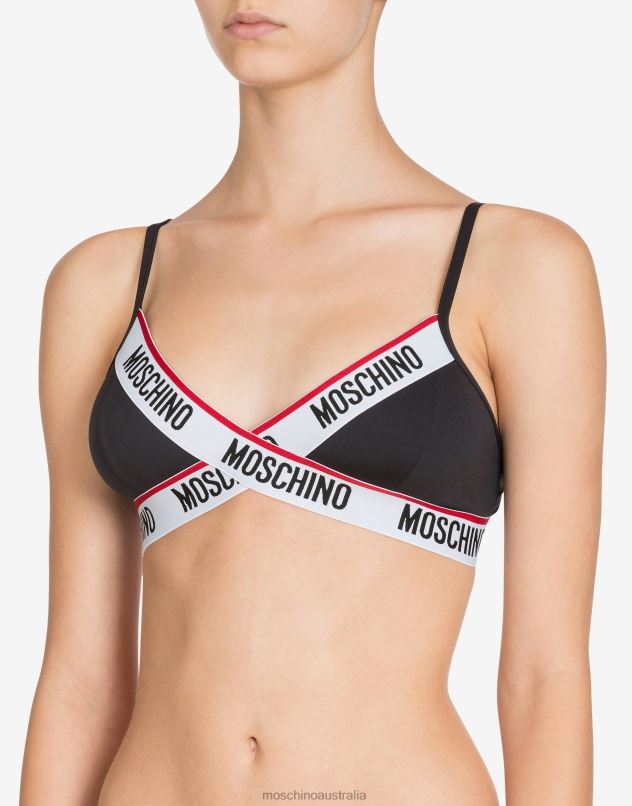 MICROFIBRE TRIANGLE BRA WITH LOGO Moschino Women BLACK 44AA204 Clothing