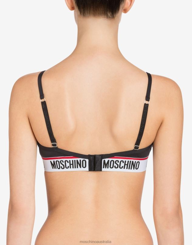 MICROFIBRE TRIANGLE BRA WITH LOGO Moschino Women BLACK 44AA204 Clothing