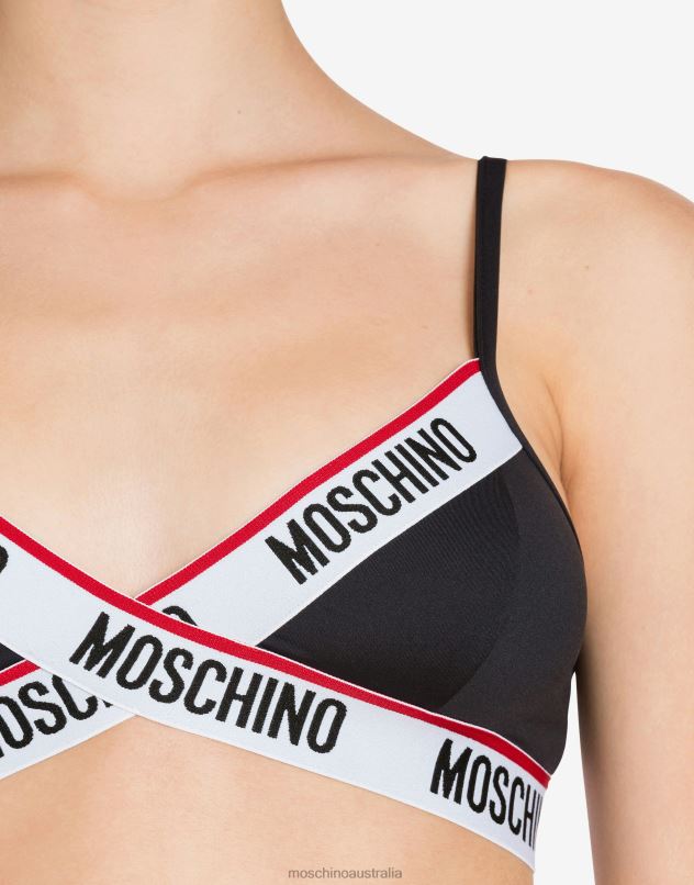 MICROFIBRE TRIANGLE BRA WITH LOGO Moschino Women BLACK 44AA204 Clothing
