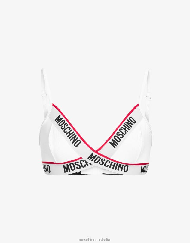 MICROFIBRE TRIANGLE BRA WITH LOGO Moschino Women WHITE 44AA206 Clothing