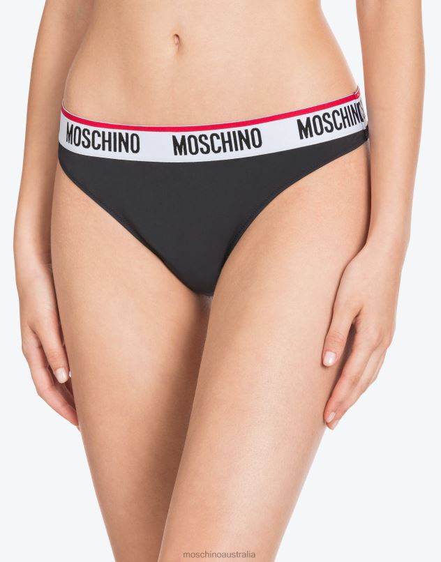 SET OF 2 THONGS WITH LOGO Moschino Women BLACK 44AA205 Clothing