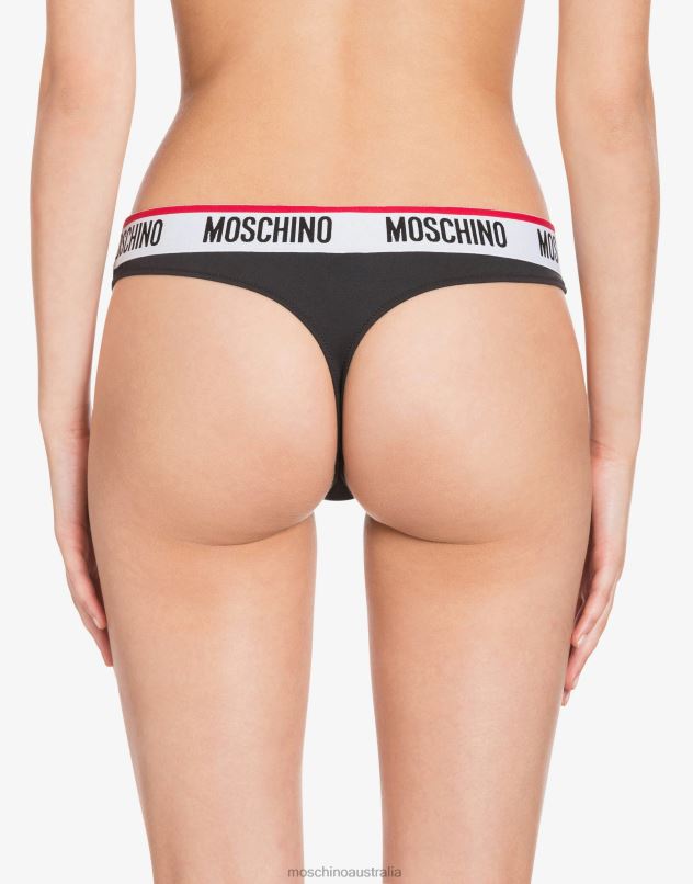 SET OF 2 THONGS WITH LOGO Moschino Women BLACK 44AA205 Clothing