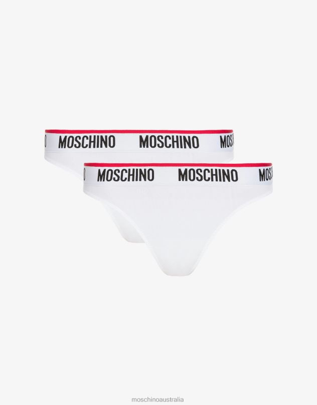 SET OF 2 THONGS WITH LOGO Moschino Women WHITE 44AA207 Clothing