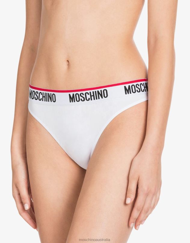 SET OF 2 THONGS WITH LOGO Moschino Women WHITE 44AA207 Clothing