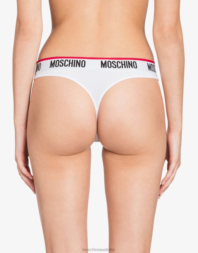 SET OF 2 THONGS WITH LOGO Moschino Women WHITE 44AA207 Clothing