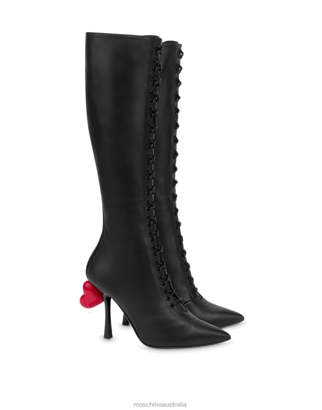 SWEET HEART NAPPA LEATHER BOOTS Moschino Women BLACK 44AA377 Footwear