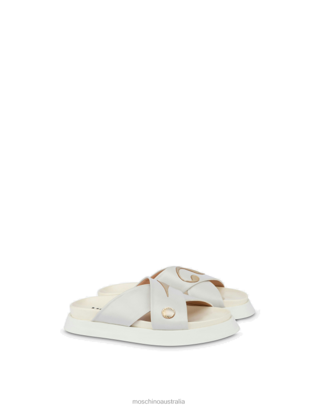 GOLD SYMBOLS NAPPA LEATHER FLATFORM SANDALS Moschino Women WHITE 44AA363 Footwear